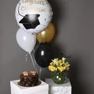 Yellow graduation vase package with Lavivian cake