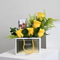Rocher Chocolate Bag with Natural Roses