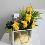 Rocher Chocolate Bag with Natural Roses
