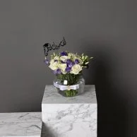 Purple stoma vase with congratulations on graduation
