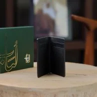 محفظة جلد اسود ثنائية الطي | لُباب