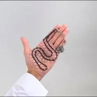 سبحة بكلايت شفاف بخيط اسود | طربزونة فضة من لباب