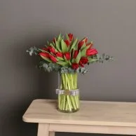 Red tulip vase
