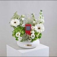 Hajj Gifts | Cartier Perfume with White Floral Arrangement