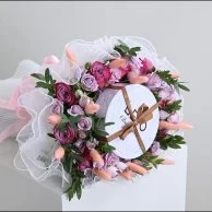 Levo chocolate bouquet with purple roses