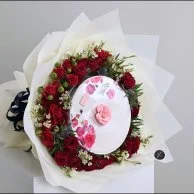 باقة بستاني روز مع ورد أحمر