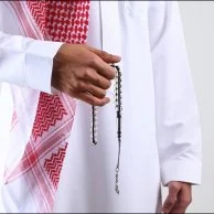 سبحة بكلايت شفاف بخيط اسود | طربزونة فضة من لباب