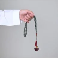 Transparent Olive Bakelite Misbaha Custom Karkosha Tassel | Lubab