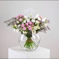 Congratulations Newborn Girl Vase | Baby Rose & Eustoma