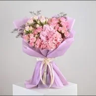 Pink Baby Rose & Hydrangea Bouquet