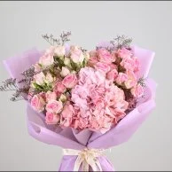 Pink Baby Rose & Hydrangea Bouquet