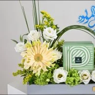 New Baby Boy Gerbera Arrangement | Patchi Chocolate