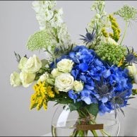 مجموعة تحديد جنس المولود Boy or Girl | فازة بلو هايدرنجا مع كيك