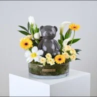 Welcome Baby Boy | Artificial Flower Basket with Chocolate Box