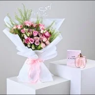 Pink Flowers for Mom with a Perfume Of Your choice