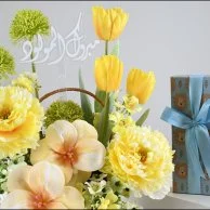 Welcome Baby Boy | Artificial Flower Basket with Chocolate Box