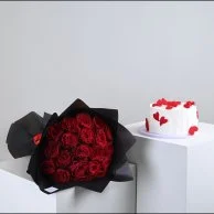باقة ورد احمر | مع كيك الفالنتاين هارتفل من اني و داني