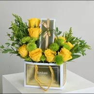 Bag and Bostani chocolate with natural roses 3