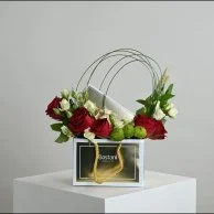 Bag and Bostani chocolate with natural roses 2