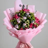 Mixed pink baby rose bouquet 2
