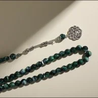 سبحة بكلايت اخضر مخلوط | طربزونة معدنية| من لُباب