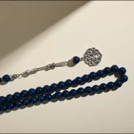 سبحة بكلايت كحلي مخلوط اسود طربزونة معدنية | من لُباب