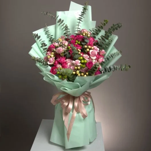 Mixed pink baby rose bouquet