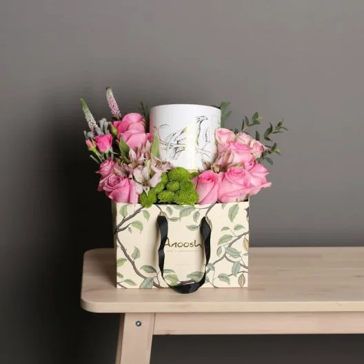 Anoush with pink roses