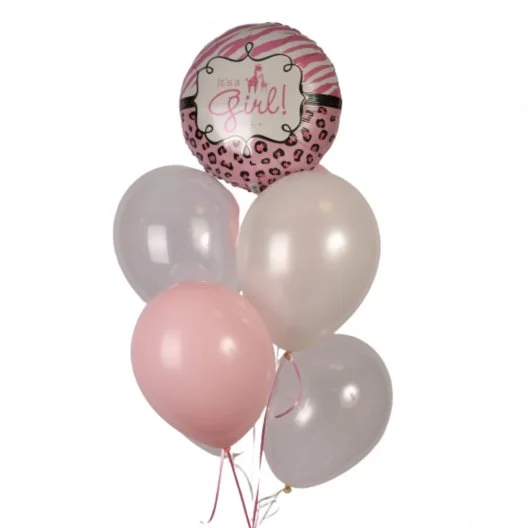 Baby girl, giraffe balloon