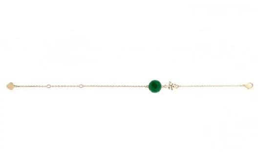 Leaf bracelet with colored crystal