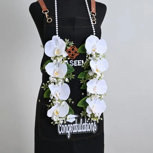 White graduation necklace