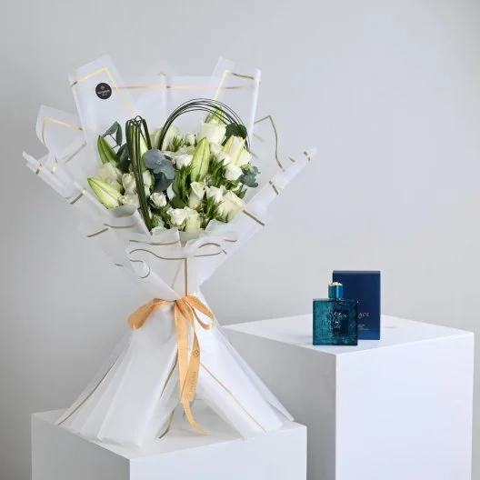 Bouquet with Versace Eros perfume (men)