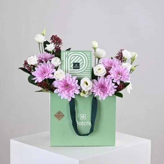 Patchi Chocolate Bag with Mauve Flowers