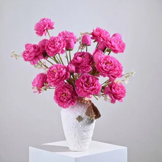 فازة ورد صناعي | فوشيا بيونيا