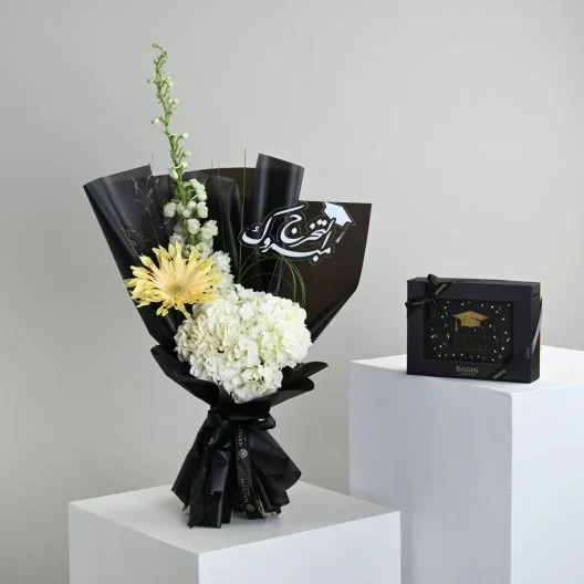 Gerabera and Hydrangea Bouquet with Graduation Chocolates