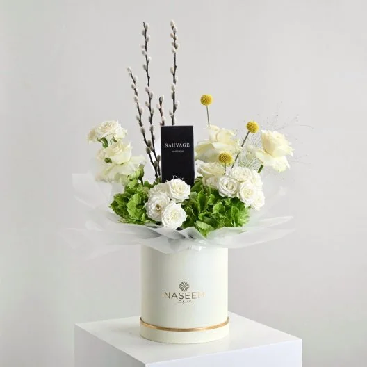 White Rose Naseem Box | With Dior Sauvage Men's Perfume