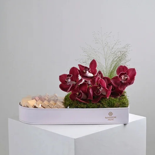 Elegant coordination of Cymbidium and chocolate