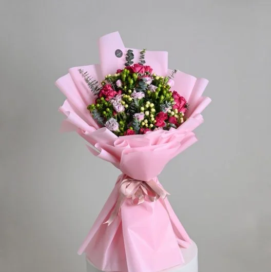 Mixed pink baby rose bouquet 2
