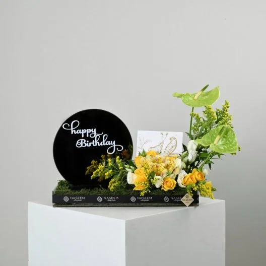 Birthday flower arrangement with chocolate 2
