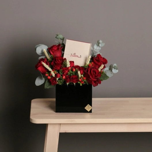 Red Flowers with a rosary from Shakah