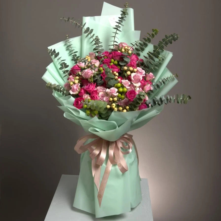 Mixed pink baby rose bouquet