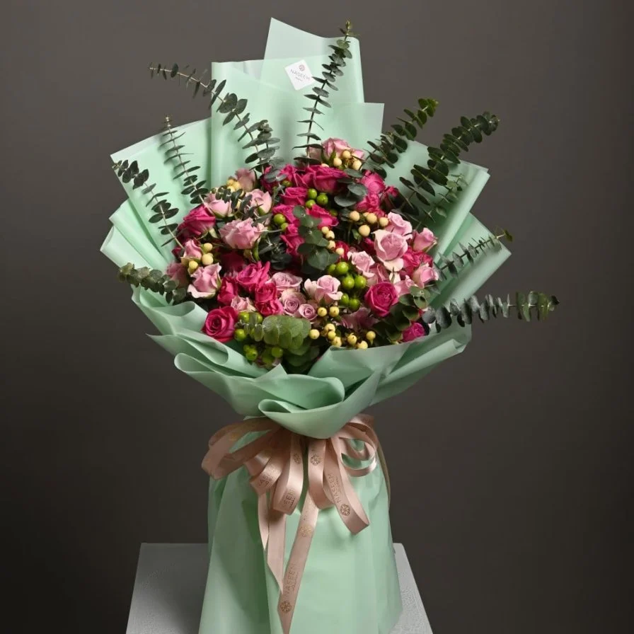 Mixed pink baby rose bouquet
