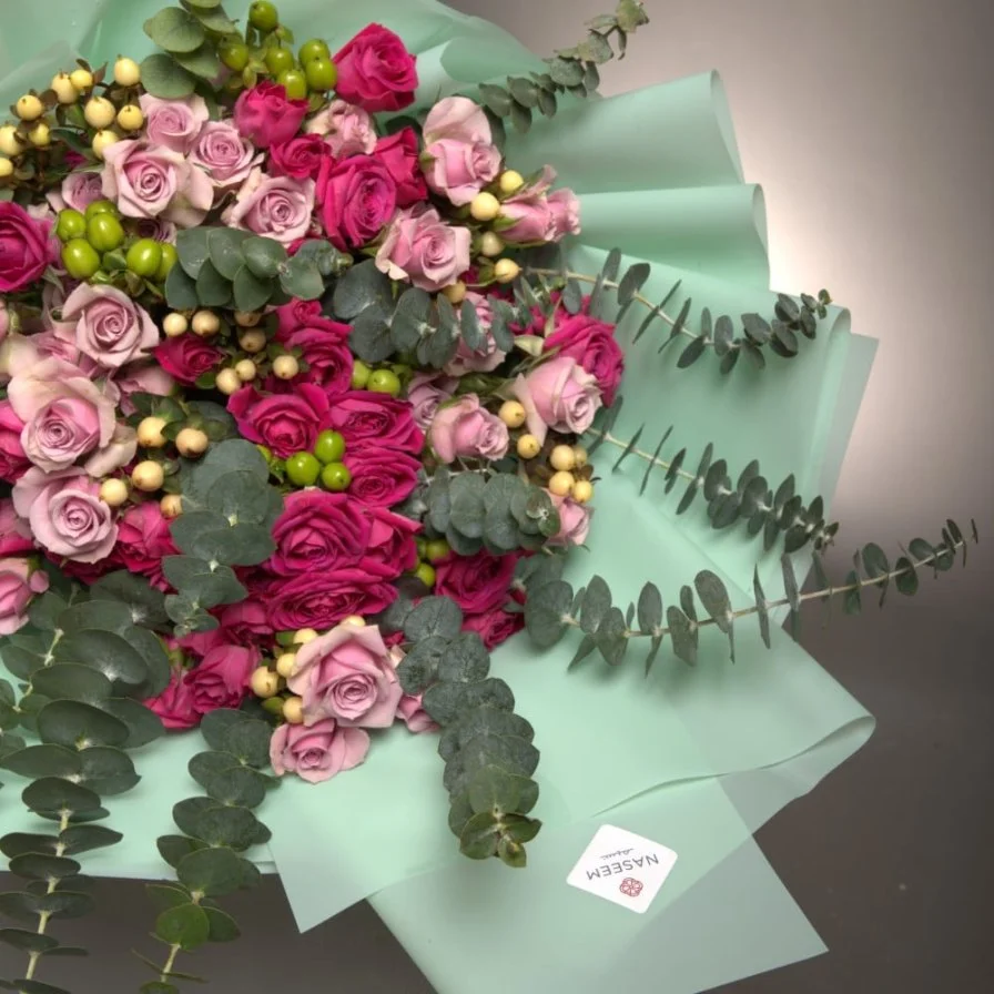 Mixed pink baby rose bouquet
