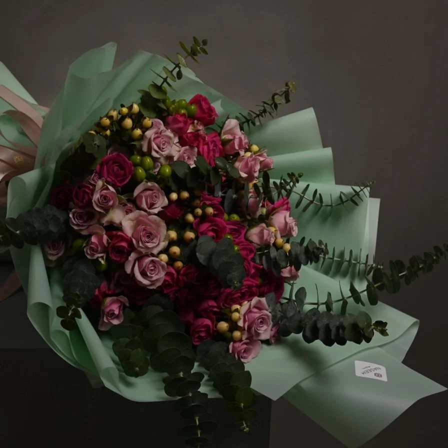 Mixed pink baby rose bouquet