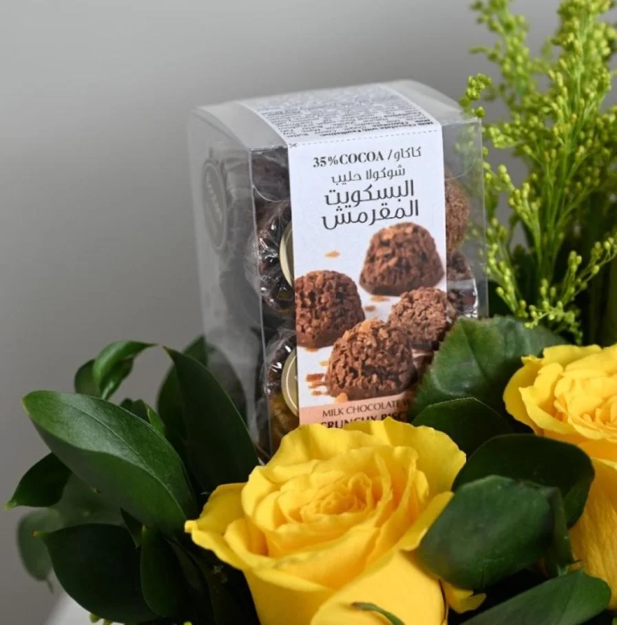 Rocher Chocolate Bag with Natural Roses