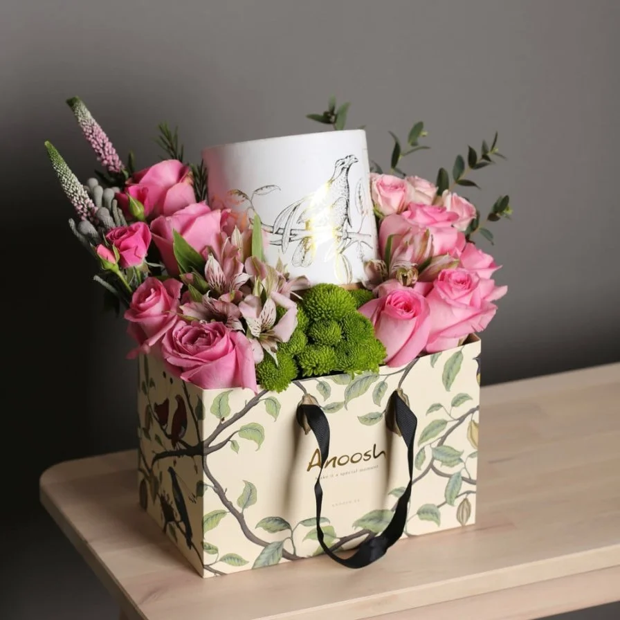 Anoush with pink roses