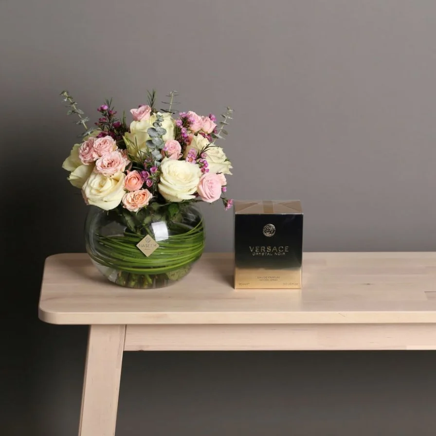 Vase with Versace Noir perfume (women)