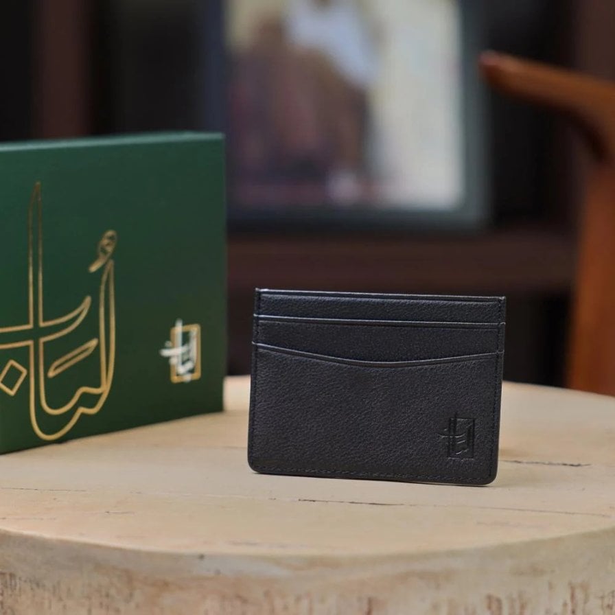 محفظة جلد باللون الاسود حامل بطاقات | لُباب