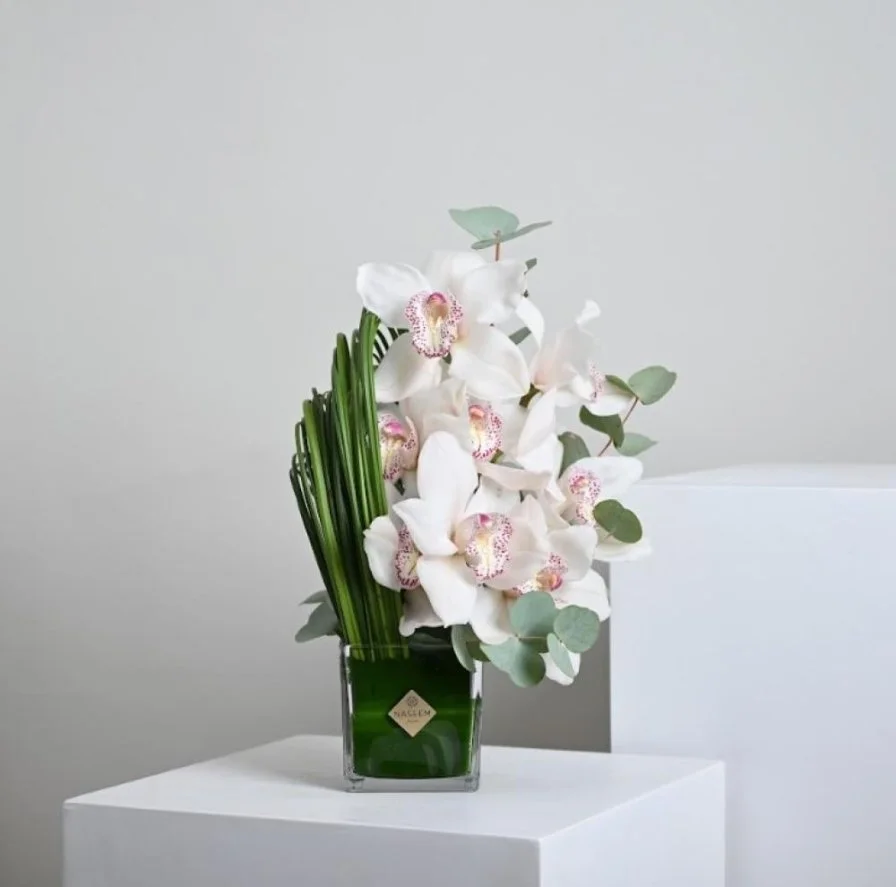 Cymbidium and Stilgrass vase