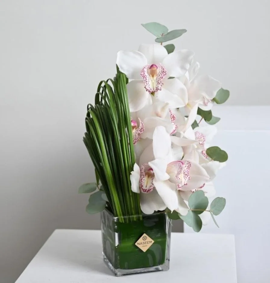 Cymbidium and Stilgrass vase